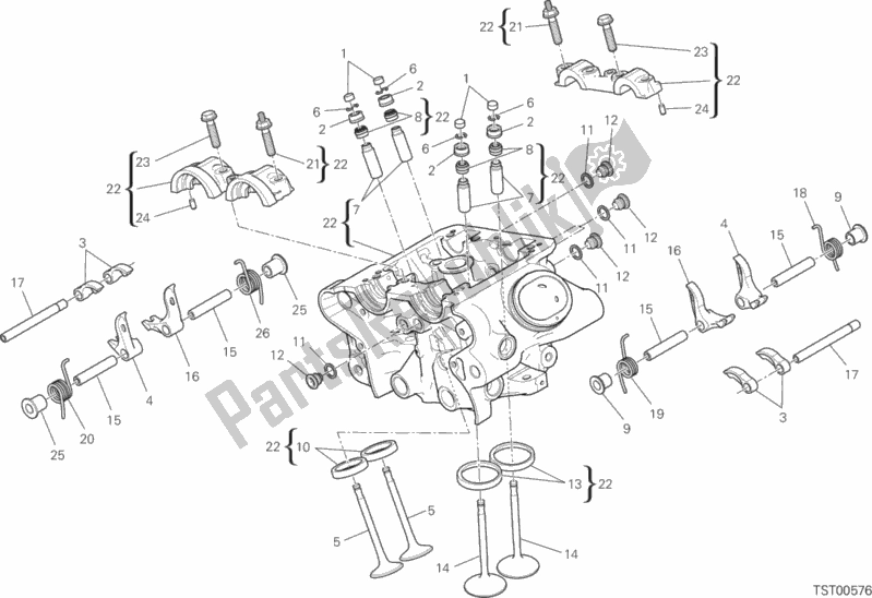 All parts for the Vertical Head of the Ducati Diavel Xdiavel Thailand 1260 2016